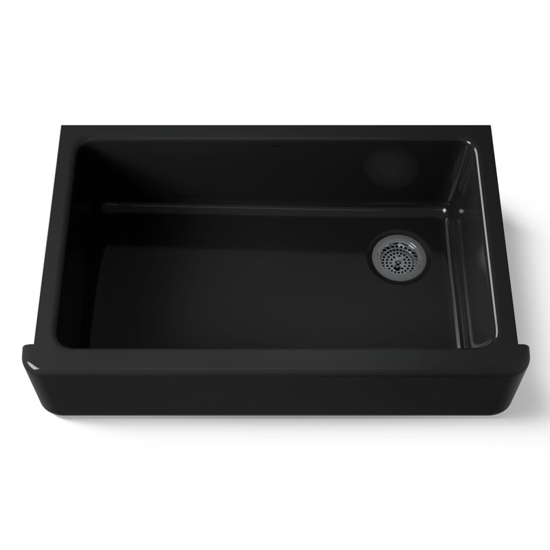 Whitehaven Self-Trimming 36" L x 22" W Farmhouse Kitchen Sink, Black Black