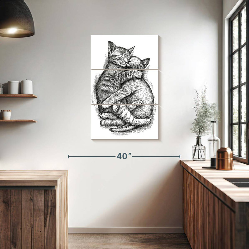 Brampt Two Cuddling Cats, 38" H x 24" W