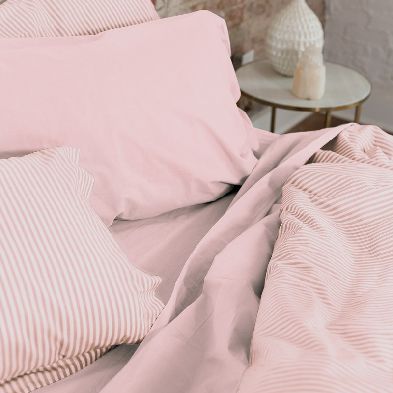 Melange Set of Two Pillow Cases 200TC, Queen Pillowcase Pack, Blush