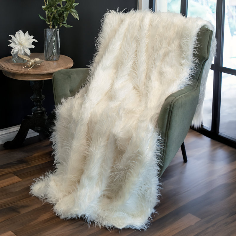 Jeté en fausse fourrure blanc de luxe Thomas Collection®, L 60 po x l 36 po