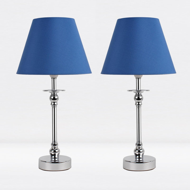 Lamons Metal Table Lamp, Polished Chrome, Blue