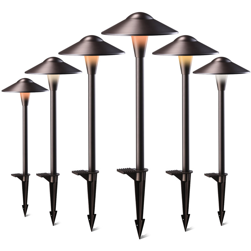 Chaleur Low Voltage LED Path Light, Hexagon Umbrella Pathway Light, 5CCT, Oil Rubbed Bronze, Saucer Head