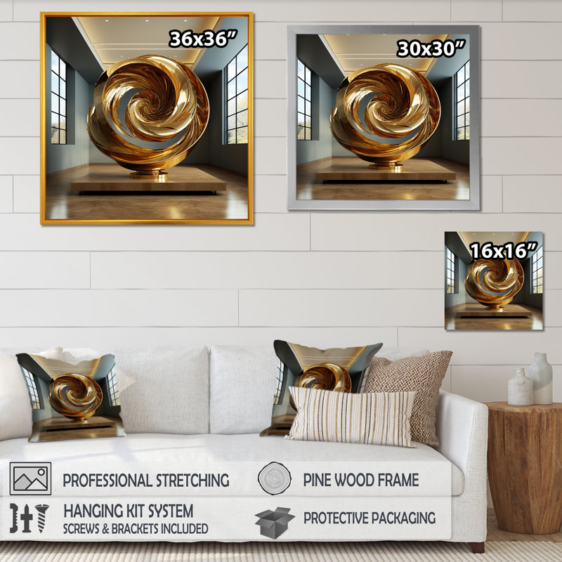 Golden Ratio Spiral sur toile, H 24 po x l 24 po x P 1 po, Cadre photo noir