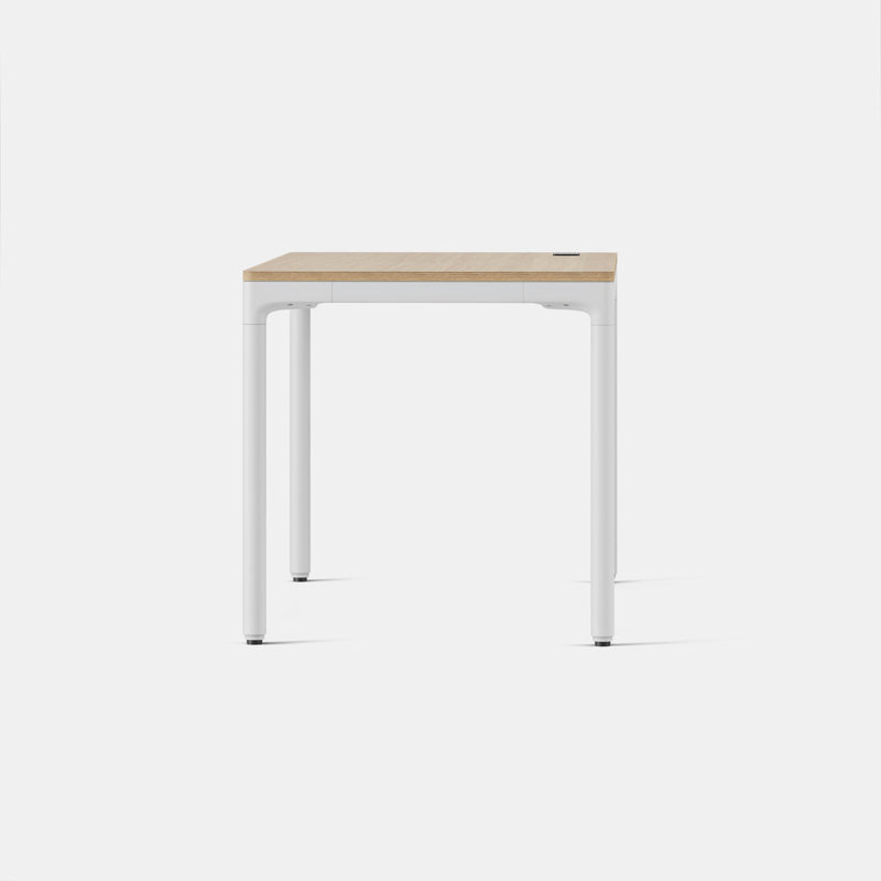 Four Leg Standing Desk, White, Woodgrain, 44.6" H x 48" W x 27" D