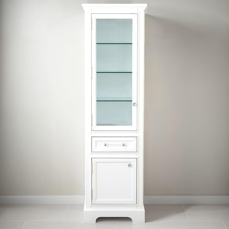 Anchita Solid Wood Frame Linen Cabinet, White