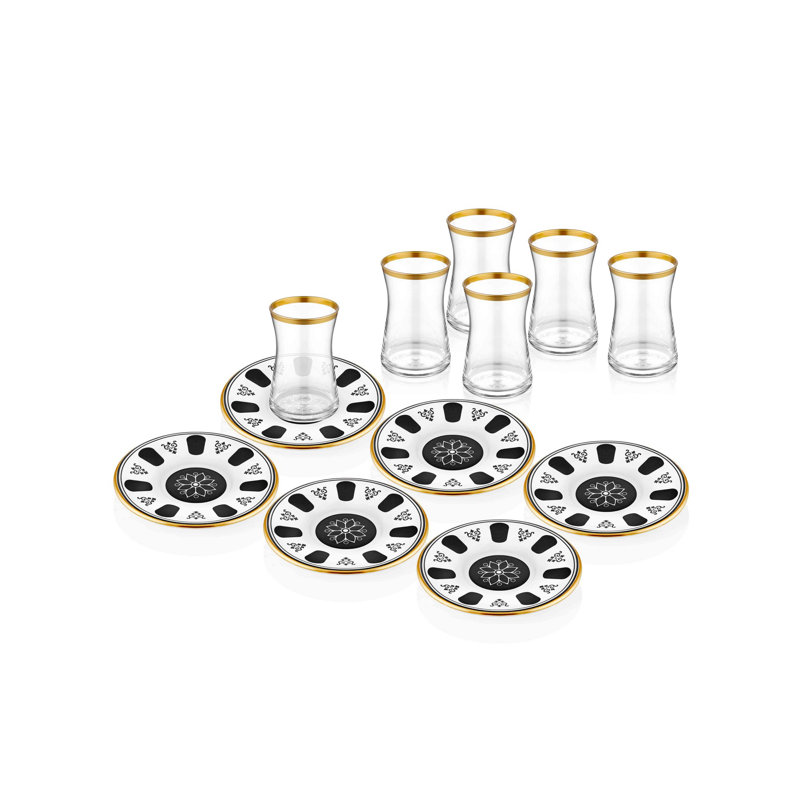 Ensemble de 6 oz Ensemble de verres à thé, Noir et blanc