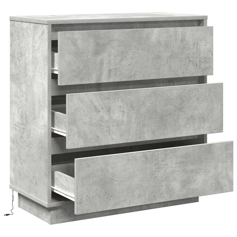 Bedside Cabinet 71 X 34.5 X 75 Cm Engineered Wood, Concrete Grey