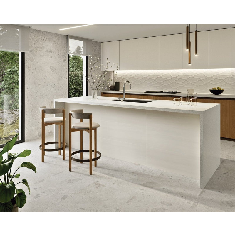 Carrelage mural en céramique mat blanc mat 12 x 36 Wall Couture Biomim