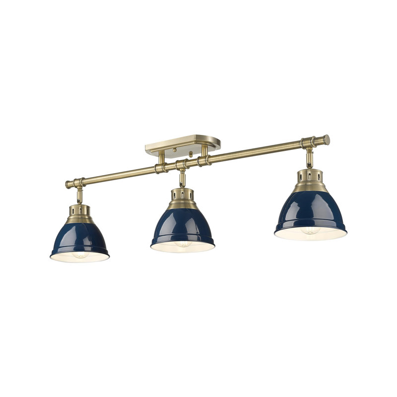 Bryannah 3-Light Semi-Flush - Track Light, Aged Brass, Matte Navy