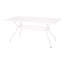Rectangular Outdoor Table - Cast Aluminum Construction, Floral Design, Umbrella Slot, 66.16"x37.46"x31.06", White Dining Aluminum, Charming Ornament, Hole, 67" W X 37.5" D 31.06" H,