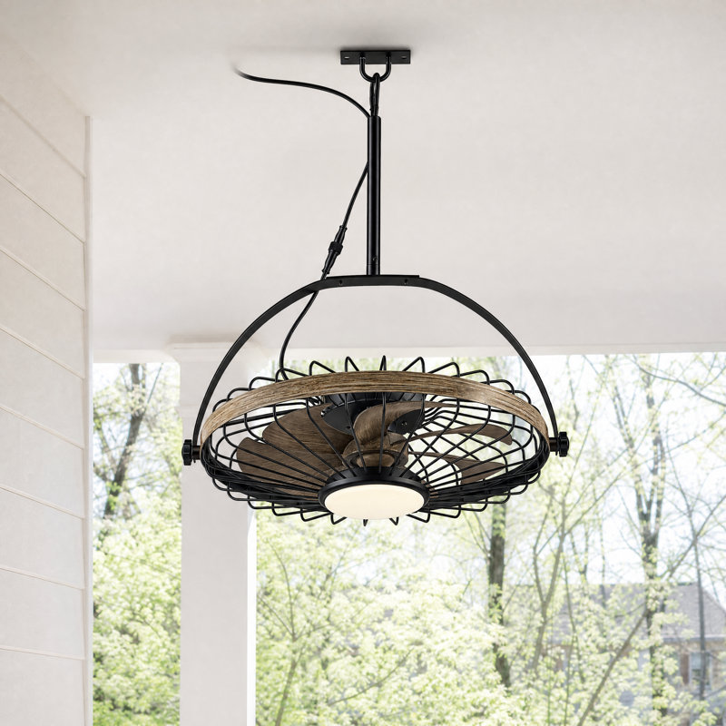 Ventilateur de plafond extérieur étanche de 50 cm (20 po) avec éclairage DEL à intensité variable et télécommande, montage mural ou encastré