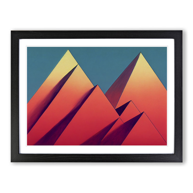 XH1022-6158X Modern Pyramids Vol.1 Abstract - Single Picture Frame Print, Black, 46cm H x 64cm W x 2cm D