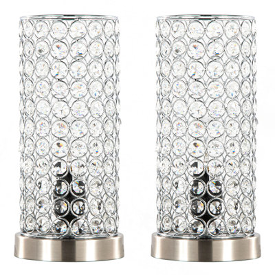 11" Contemporary Uplight in Brushed Nickel with Clear Crystal and Metal Accents from Grandview Gallery  - Set of 2
