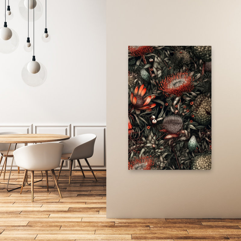 «Vibrant Exotic Blooms Vibrant Abstract Flower Nature», art mural, 48" H x 32" W