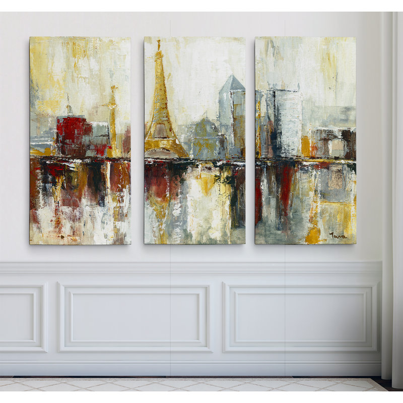 Paris Paris - image multi-pièces sur toile, H 24 po x l 36 po x P 1,5 po