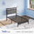 Bed Frame with Storage Headboard, Metal Platform Bed Frame with RGB Lights & Outlets-1361641478