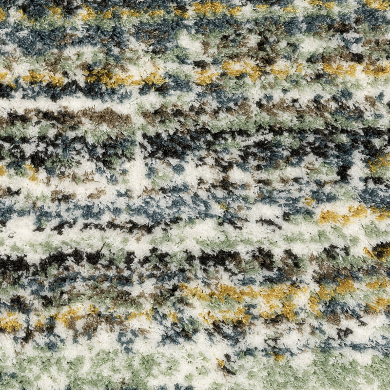Delfine Distressed Gridwork Green/ Blue Area Rug, Rectangle 2' x 3'