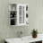 Wall Mounted Bathroom Storage Cabinet - 6 Open Shelves, 3 Adjustable, Coated White Mirror Door