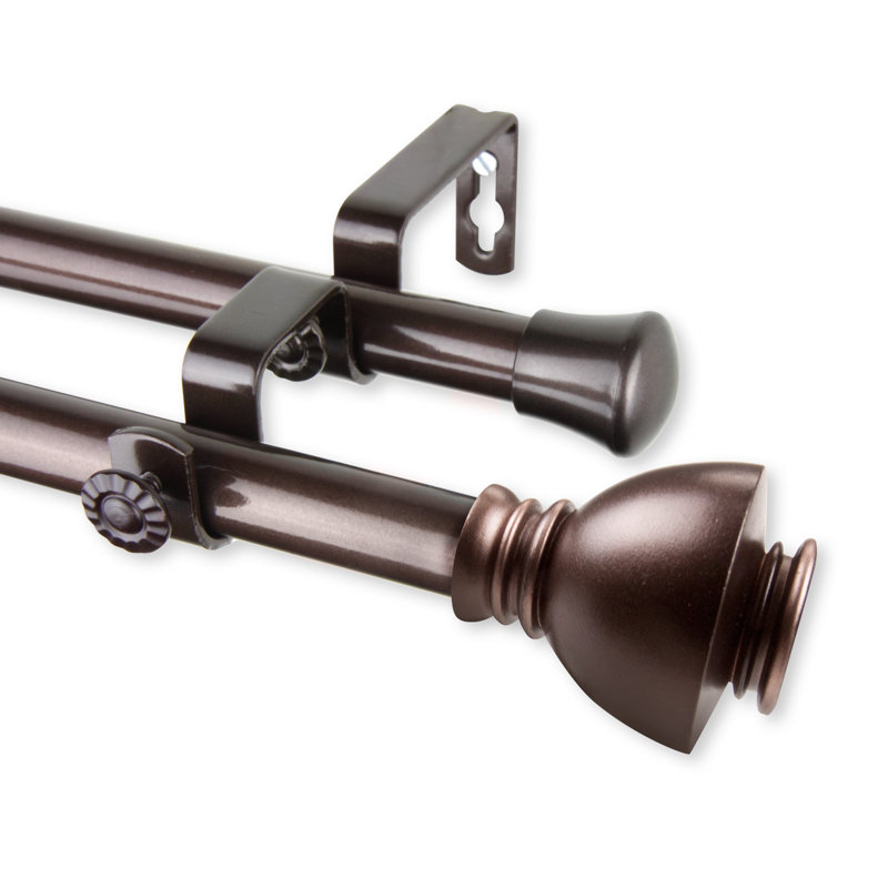 Tringle à rideaux double Haubstadt, 28 po à 48 po, Nickel satiné
