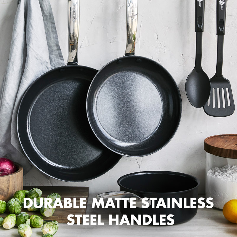 GreenPan Chatham Black Prime Midnight Healthy Ceramic Nonstick, 5 Piece Cookware Set