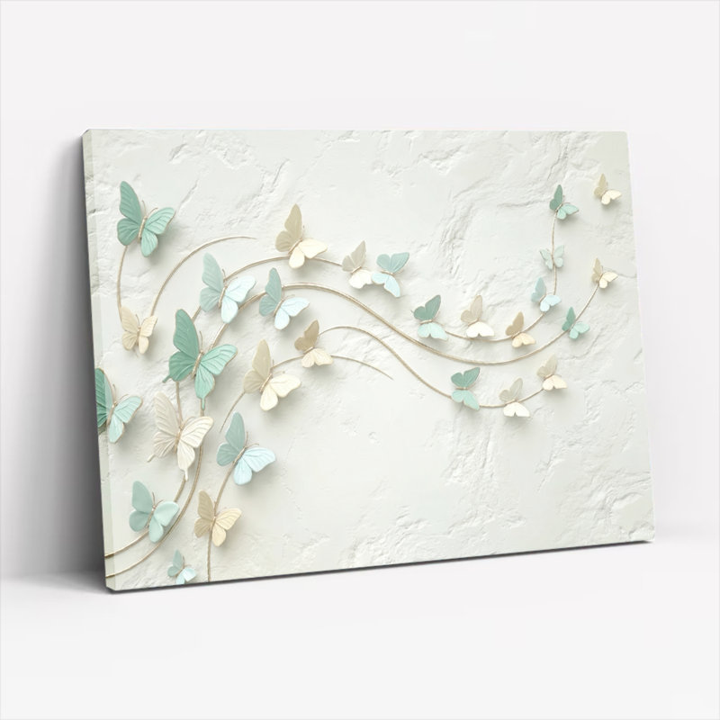 Ensemble de 1 tableau sur toile à motif papillon, 24"H x 36"W, Wrapped Canvas