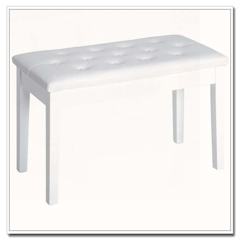 Banquette de piano capitonnée à boutons capitonnée, Blanc