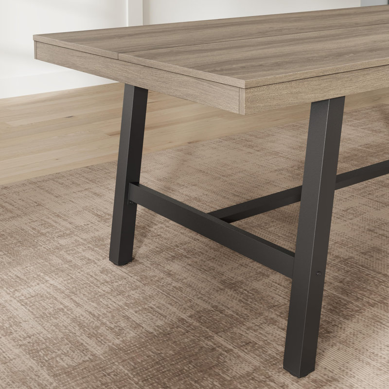 with Iron Base Dining Table, Gris / gris noyer