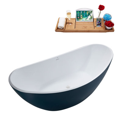74.8'' x 35.4'' Freestanding Soaking Acrylic Bathtub