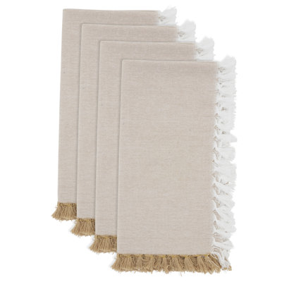 Decorative Cotton Napkins (Set of 4) – Fringe Edge Detail for Dining and Entertaining, 20"x20"