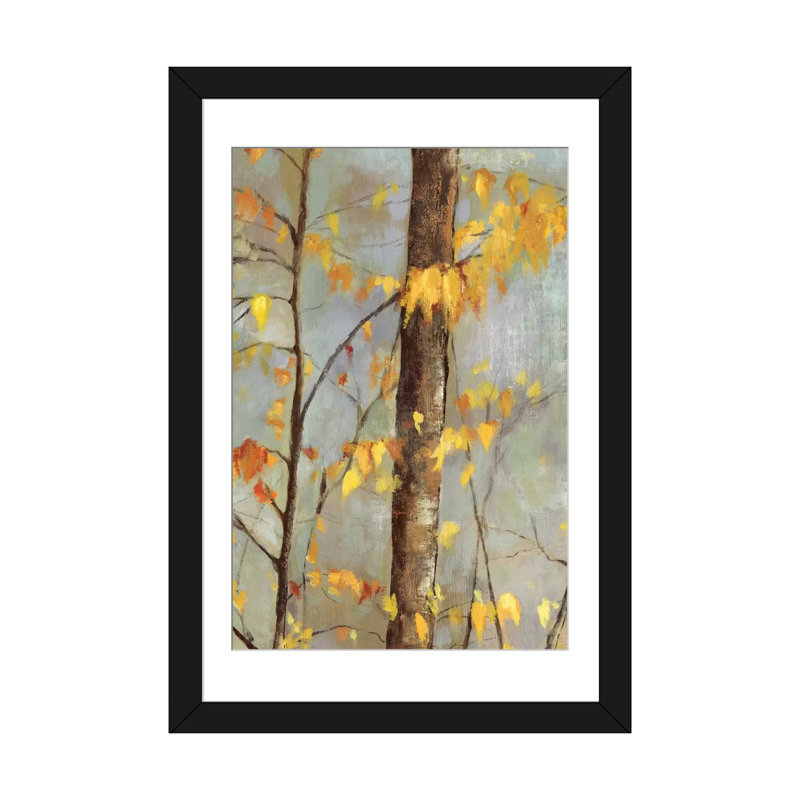 « golden branches ii », impression sur toile, H 24 po x l 16 po x P 1 po, Papier d'art encadré noir, Blanc