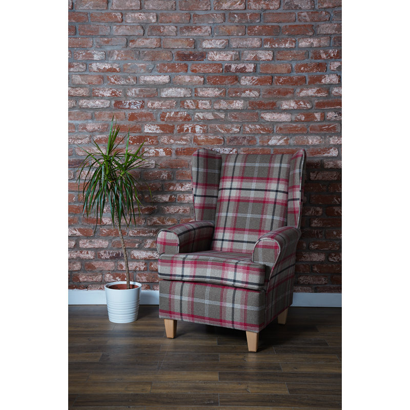 Bartee Wingback Chair, Pink/Grey
