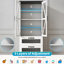 Houtz de 56 po avec éclairage à DEL RVB, tablette de présentation avec tablettes réglables à tiroirs, grande bibliothèque en bois, armoire de rangement blanche pour garde-manger, buffet pour placards de bureau