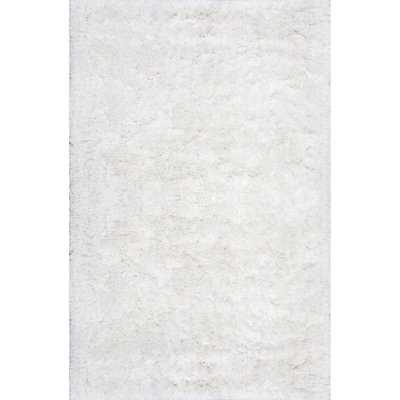 Groover Handmade Solid Shag Performance Ivory Rug