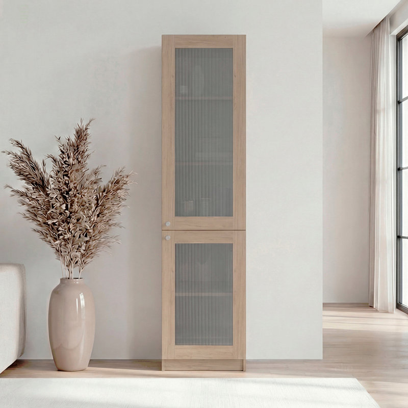 Armoire de rangement moderne avec 5 tablettes et façade en verre