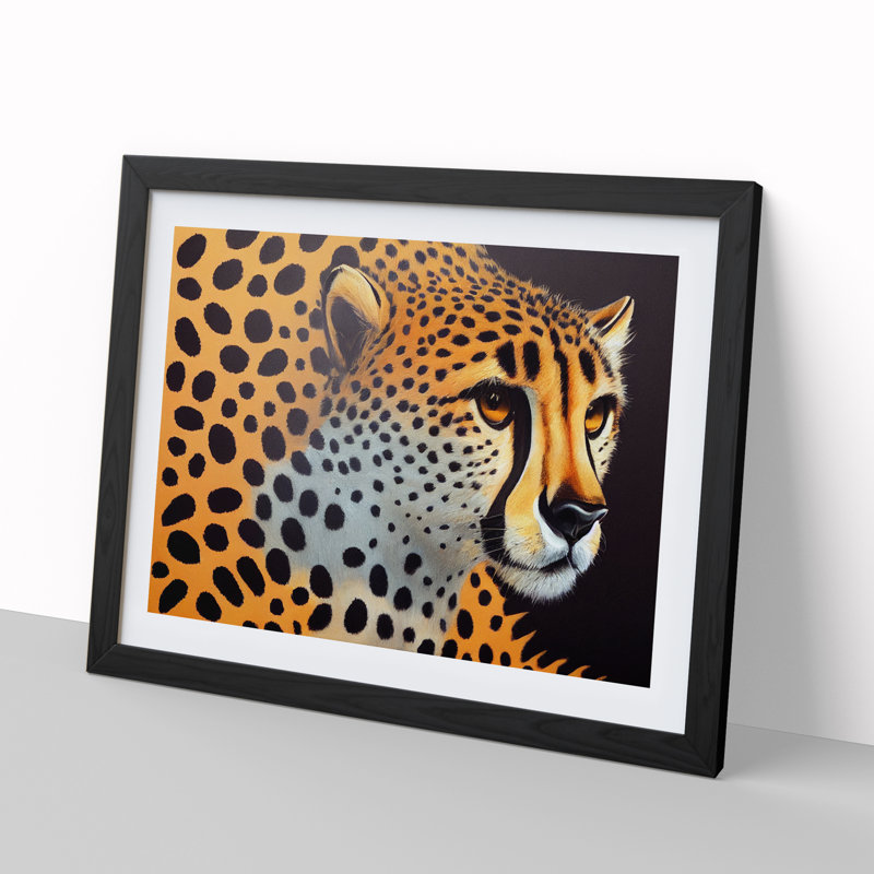 Explosive Cheetah - Single Picture Frame Print, Black, 46cm H x 64cm W x 2cm D
