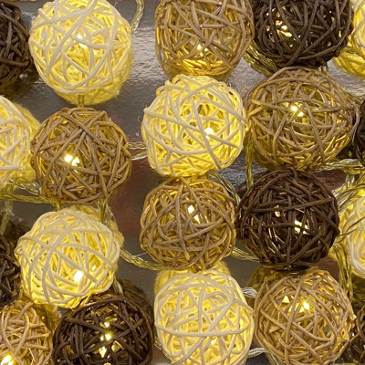 Stillmore Crest LED Handmade Wicker Balls String Light
