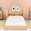 Grand lit plateforme en bois en forme de maison avec tiroirs de rangement et garde-corps-2065761209