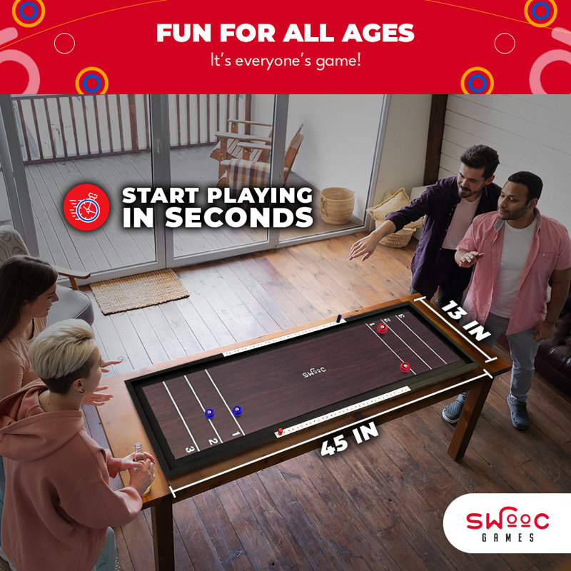 2-in-1 Premium Shuffleboard and Curling Game