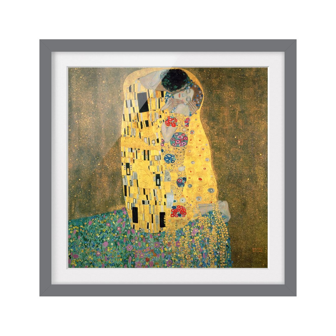 Gerahmtes Papierbild Der Kuß von Gustav Klimt