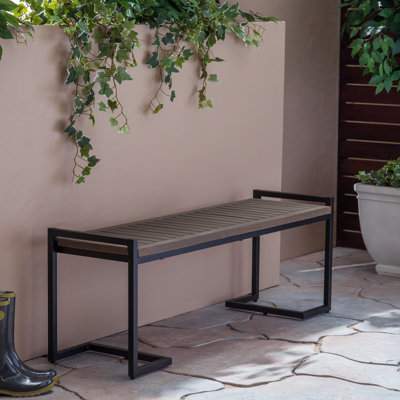 Wood And Metal Bench - In Gray, Iron Black, 19.88" High X 55.14" Wide 15.67" Deep, Handmade Construction Industrial Look For Media Room 55.14"X15.67"X