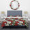 Ensemble de housse de couette à motif floral blanc et rouge