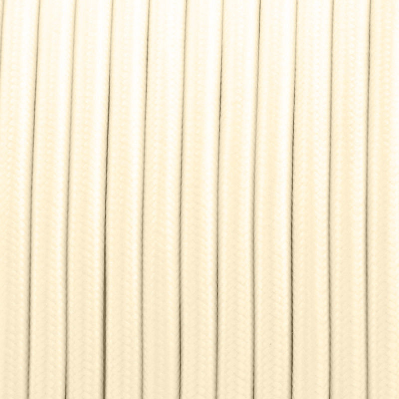 Alasia Cord - Fabric Cable 1m 2 Core Round Electrical Wire for Lamps, Cream