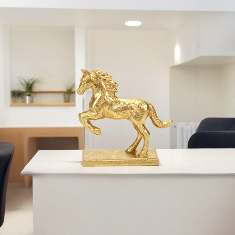 Balik Golden Cast Iron Rearing Horse