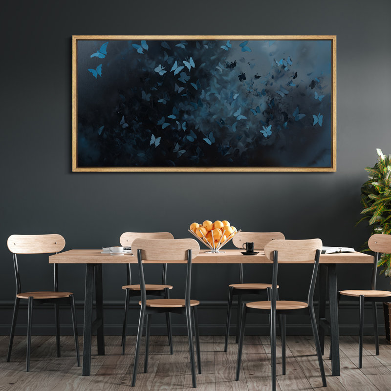 Impression sur toile encadrée surdimensionnée de décorations murales encadrées bleu marine foncé, Naturel, H 30 po x l 60 po