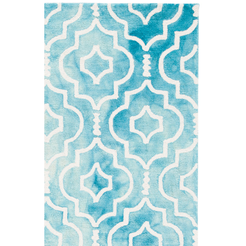 Dip Dye Hand Tufted Wool Geometric Rug, Rectangle 5' x 8'