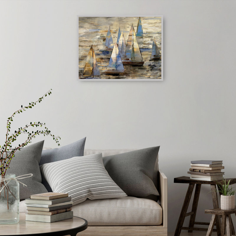 Impression sur toile, "Voile au crépuscule I" par Studio Arts, voiliers au crépuscule, H 43 po x l 57 po