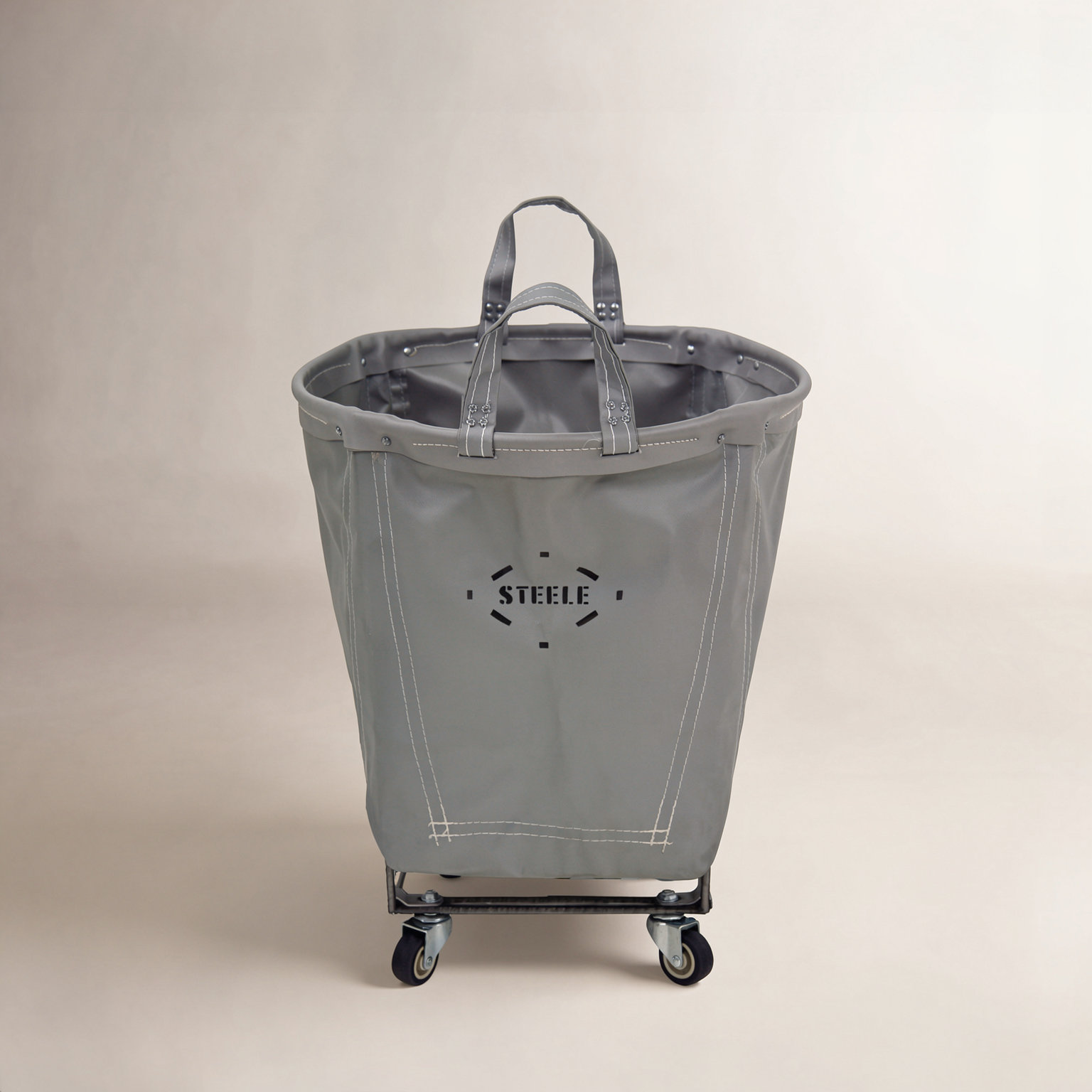 Canvas Round Carry Truck 1.5bu, 2", Gray Vinyl with Gray Vinyl Rim