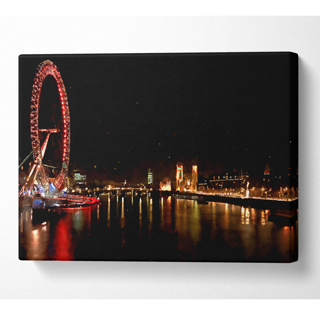 London Eye Night England - Kunstdrucke auf Segeltuch