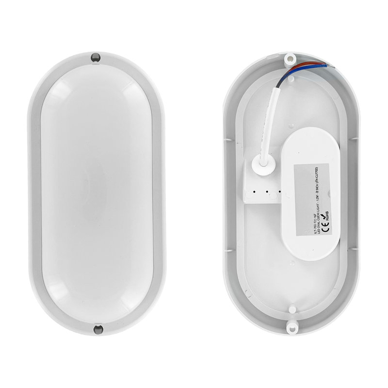 LED Bulkhead Oval Flush Mount Light – 12W, 6500K Daylight White, Energy-Efficient Indoor Ceiling & Wall Light