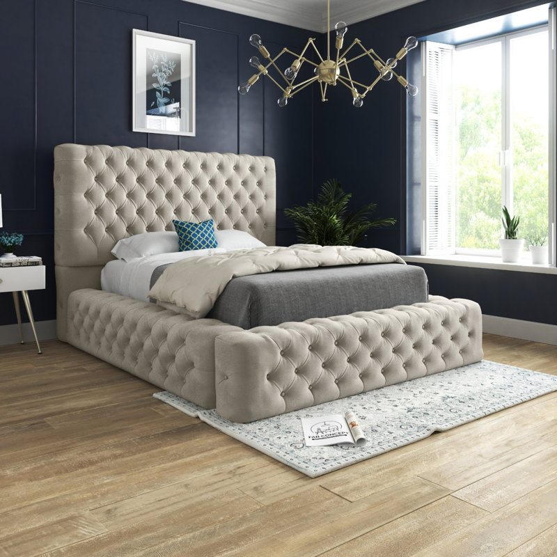 Aldon Upholstered Bed, Small Single (2'6), Beige